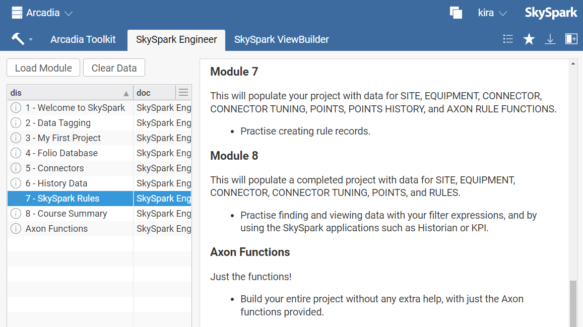 arcadia modules screenshot