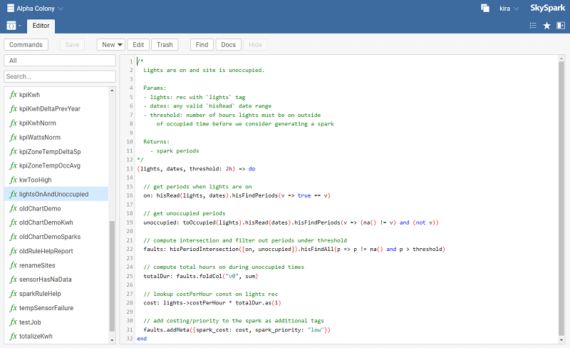 spark rule code screenshot